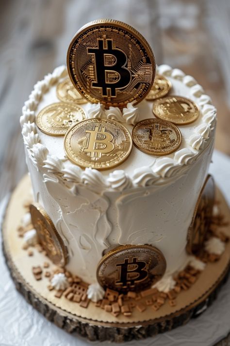 Impressive Bitcoin-Themed Cakes for His Special Day Bitcoin Birthday Cake, Adult Cakes For Men, Modern Birthday Cakes For Men, 21th Birthday, Cake Design For Men, Modern Birthday Cakes, Cool Cake Designs, Bitcoin Logo, Birthday Cakes For Men