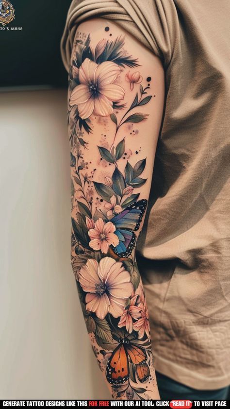 Tattoo Baddie, Sunflower Tattoo Sleeve, Feminine Tattoo Sleeves, Tattoos For Women Flowers, Tasteful Tattoos, Floral Tattoo Sleeve, Geniale Tattoos, Tatuaje A Color, Pretty Tattoos For Women