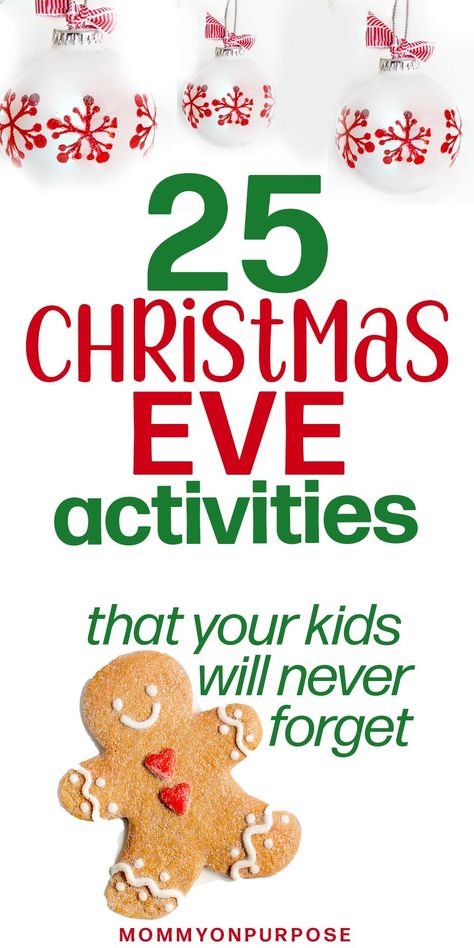 Christmas eve traditions and can BE the activities that you choose to do! Here are all of our favorite things to do to with kids to celebrate this holiday, as well as a few things we haven't tried yet (but want to). #mommyonpurpose #christmas #christmaseve #christmastraditions #momlife Christmas Eve Fun Ideas, Christmas Eve Activities For Kids, Christmas Eve Activities, Xmas Activities, Christmas Eve Games, Christmas Things To Do, Eve Game, Its Christmas Eve, Christmas Eve Traditions