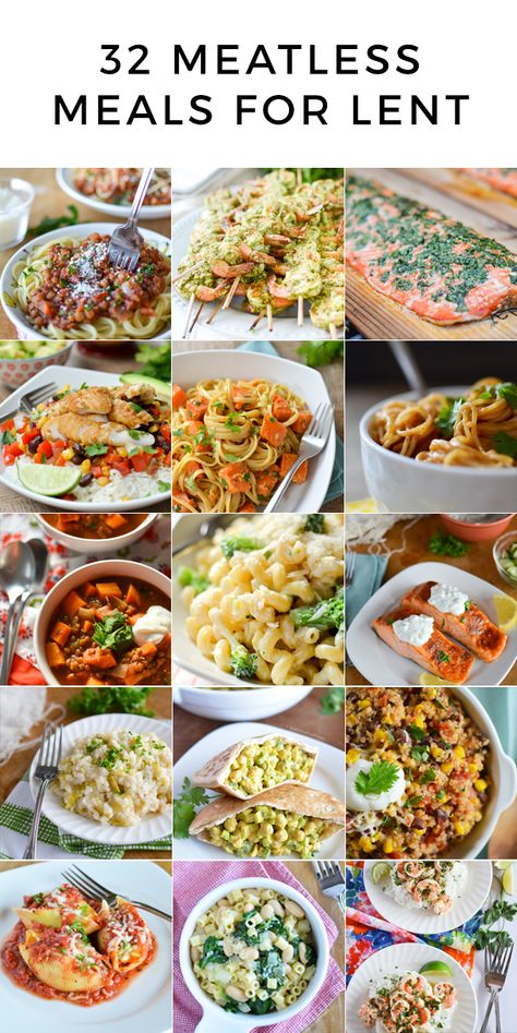 32 meatless meals for lent | simplywhisked.com | vegetarian | pescatarian | #meatless monday Meatless Meals For Lent, Meals For Lent, Lent Meals, Lent Food, Recipes For Lent, Lenten Meals, No Meat Meals, Pescatarian Diet, Lenten Recipes