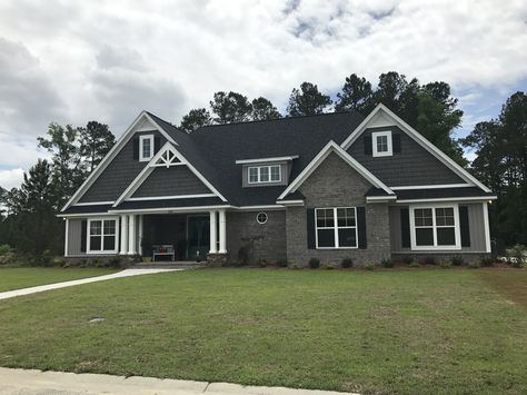 Capers Island brick Colonial Brick House Exterior, Gray Brick House Exterior, Outdoor Home Renovation, Colonial Brick House, Grey Brick House Exterior, Home Exterior Remodel, Grey Brick Houses, Brick Exteriors, Knotting Hill