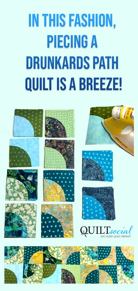 Curved Quilts Patterns, Drunkard Path Quilts, Free Quilt Block Patterns Easy, Drunkers Path Quilt Patterns, Drunkard Path Quilt Patterns, Drunkards Path Quilting Designs, Patchwork Blocks Pattern, Curved Quilt Patterns, Curved Piecing Quilts