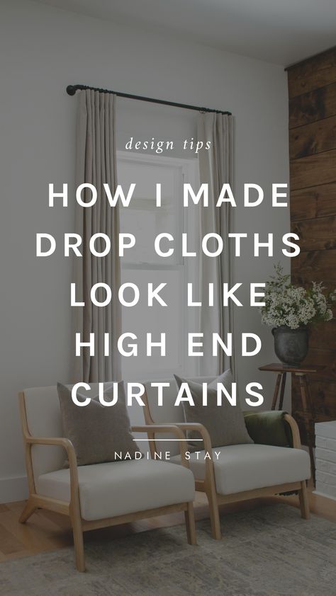 Lengthen Curtains, How To Sew Curtains, Cozy Curtains, Nadine Stay, Curtain Sewing, Living Room Curtain Ideas, How To Hang Curtains, Diy Drapes, Drop Cloth Projects