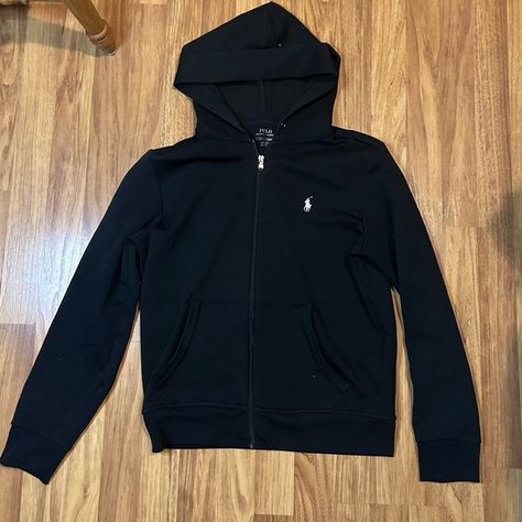 Black polo Zipup hoodie (men’s small) Zipup Hoodie, 9th Grade, Mens Hoodie, Hoodie Set, Black Polo, Hoodie Men, Zip Up Hoodies, Polo By Ralph Lauren, Hoodies Men