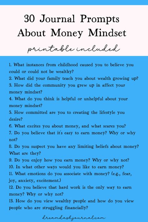 Money Mindset Journal Prompts Manifesting Money Journal Prompts, Money Beliefs, Prompts For Journaling, Mindset Journal Prompts, Finance Journal, Start A Journal, Stone Quotes, Mindset Journal, Spirituality Affirmations