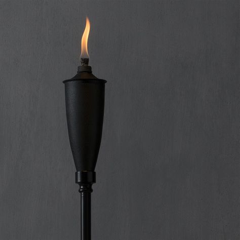 Genie Torch In Black | TIKI Torches | TIKI Brand Garden Torch, St Lucy, Fire Torch, Best Outdoor Lighting, Pool Cabana, Swim Up Bar, Everything Black, Tiki Torches, Citronella Candles