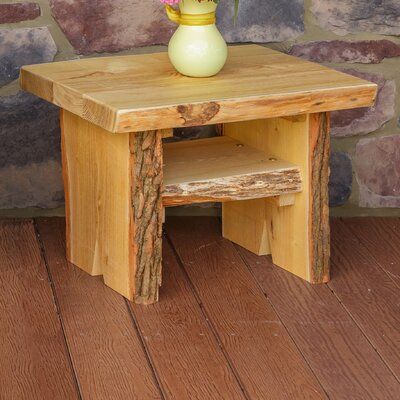 Live Edge Wood Projects, Rough Sawn Lumber, Cedar Stain, Rustic Log Furniture, Live Edge Furniture, Reclaimed Wood Projects, Small Woodworking Projects, Log Furniture, Outdoor Side Table