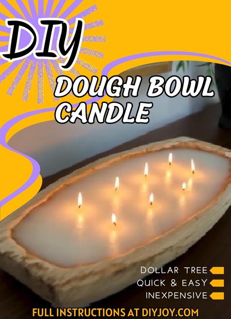 Make A Dough Bowl, Diy Dough Bowl, Diy Dough, Dough Bowl Candles, Candle Tutorial, Thrifty Diy, Wooden Dough Bowl, Bowl Candle, Dough Bowl