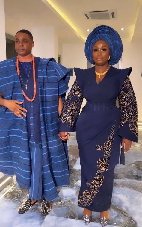 Yoruba Traditional Wedding Attire, Nigerian Traditional Attire, African Attire For Women, Nigerian Wedding Dresses Traditional, Couples African Outfits, Yoruba Bride, Nigerian Lace Styles Dress, Wedding Fits, Nigerian Lace Styles