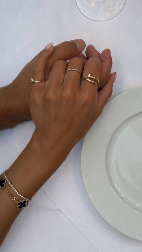 Couple Classy, Affordable Rings, Trendy Glasses, Luxe Jewelry, Gold Aesthetic, Ring Stack, Classy Jewelry, Brown Nails, Stacked Jewelry