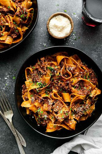 Slowly Braised Beef Short Rib Ragu Braised Short Rib Ragu, Pappardelle Pasta Recipe, Short Rib Ragu, Pasta With Meat, Short Rib Recipes, Italian Tomatoes, Ragu Sauce, Beef Short Rib Recipes, Beef Ragu