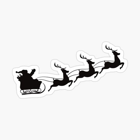 Get my art printed on awesome products. Support me at Redbubble #RBandME: https://www.redbubble.com/i/sticker/Santa-Sleigh-and-Reindeer-Christmas-Silhouette-by-BrittaCait/166159517.JCQM3?asc=u Santa And Reindeer Flying Silhouette, Santa Sleigh And Reindeer, Santa On His Sleigh, Sleigh And Reindeer, Christmas Silhouette, Reindeer Silhouette, Reindeer And Sleigh, Silhouette Christmas, Christmas Wood Crafts