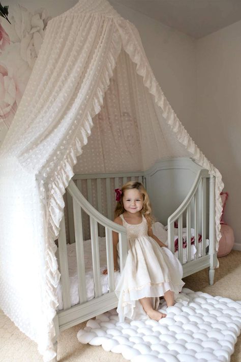 Nursery Bed Canopy, Princess Canopy Nursery, Cot Bed Canopy, Pink Canopy Nursery, Dream Beds, Baby Bed Canopy, Bed Curtains For A Princess, Girls Canopy, Kids Bed Canopy