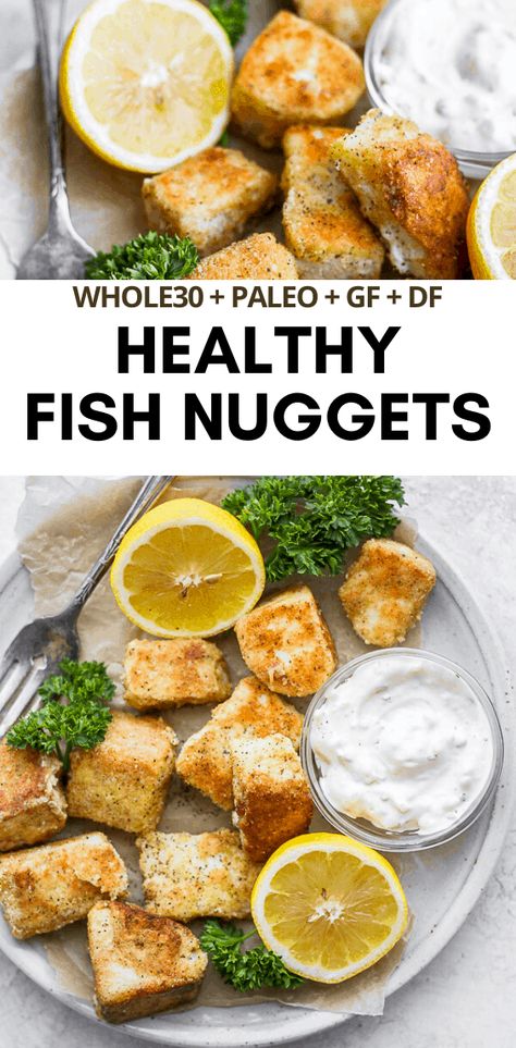 Healthy Baked Fish Nuggets - The Wooden Skillet Whole Food Fish Recipes, Whole 30 Flounder Recipes, Dairy Free Fish Recipes, Whole 30 Fish Recipes, Whole 30 Fish, Gut Food, Macro Foods, 2024 Meals, Fish Nuggets