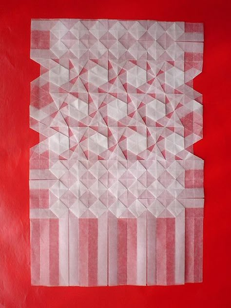 Paper Folding Designs, Manipulating Fabric, Paper Folding Techniques, Origami Wall Art, Origami Wall, Origami Cube, Paper Folding Art, Bamboo Baskets, Boxes Design