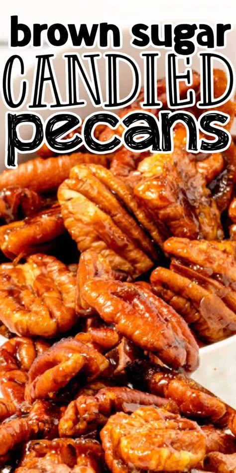 This Brown Sugar Candied Pecans Recipe is a delicious, sweet, and savory snack that will make you go nuts. With just 3 ingredients needed this candied nuts recipe is perfect for snacking, desserts, and on top of salads! Chocolate Cake For Diabetics, Cake For Diabetics, Candied Pecans Easy, Roasted Pecans Recipe, Candied Nuts Recipe, Pecan Recipes Easy, Candied Pecans Recipe, Glazed Pecans, Sugared Pecans