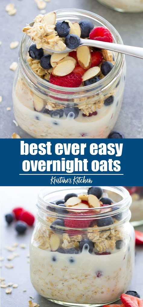 Overnight Oats Healthy Clean Eating, Overnight Oatmeal Healthy, Overnight Oats Recipe Easy, Overnight Oats In A Jar, Over Night Oats, Oatmeal Healthy, Best Overnight Oats Recipe, Night Oats, Overnight Oatmeal Recipes