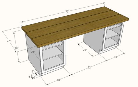 Computer Table Dimensions, Home Office Desk Plans, Desk Blueprints Diy, Build In Office Desk, Diy Craft Desk Ideas, Build A Desk Diy, Diy Front Desk, Desk Wood Design, Office Table Dimensions