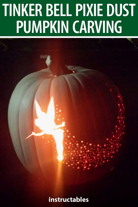 Tinkerbell Pumpkin Carving, Tinkerbell Pumpkin, Disney In The Fall, Disney Thanksgiving, Cute Pumpkin Carving, Disney Pumpkin Carving, Pumkin Carving, Halloween Pumpkin Carving Stencils, Halloween Lantern