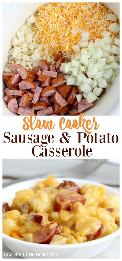 Chicken Leg Slow Cooker, Sausage And Potato Casserole, Sausage Potato Casserole, Slow Cooker Sausage, Sausage Crockpot, Slow Cooker Teriyaki Chicken, Slow Cooker Potatoes, Smoked Sausage Recipes, Slow Cooker Casserole