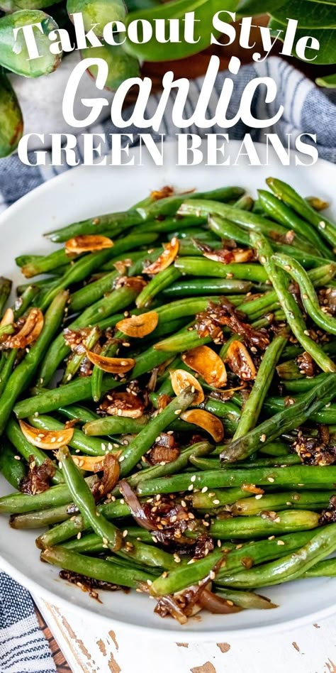 Green Beans Asian Style, Asian Green Bean Recipes, Chinese Green Bean Recipes, Chinese Style Green Beans, Chinese Garlic Green Beans, Dry Fried Green Beans, String Bean Recipes, Asian Potluck, Chinese Green Beans