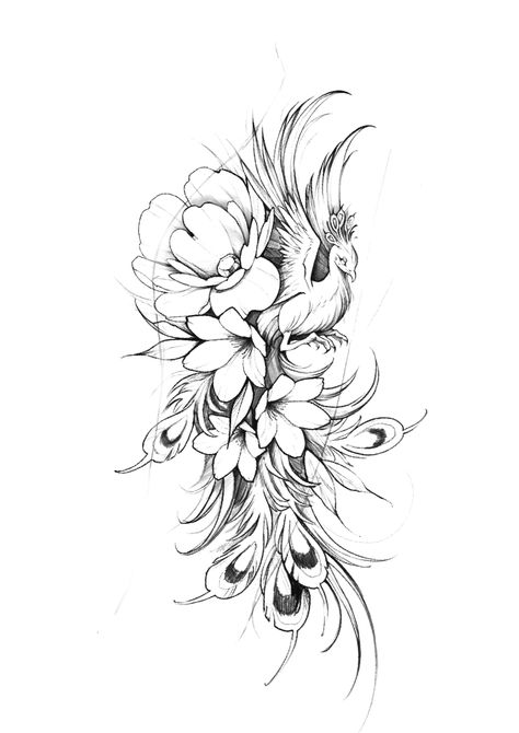 Tattoo Pheonix Women, Pheonix Tattoo For Women On Arm, Floral Phoenix Tattoo, Pheonix Tattoo For Women On Thigh, Phoniex Tattoo Women, Phoenix Tattoo Feminine Thigh, Floral Hip Tattoo Thigh Piece, Phoenix Forearm Tattoo, Black Phoenix Tattoo