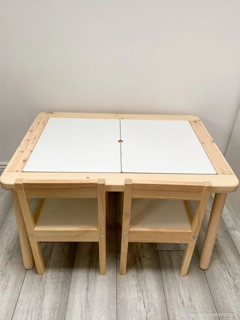 Ikea Kids Table And Chairs, Ikea Flisat Hack, Ikea Childrens Table, Ikea Kids Table, Flisat Sensory Table, Ikea Table Hack, Toddler Play Table, Diy Light Table, Ikea Flisat Table