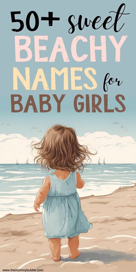 Gorgeous ocean names for girls inspired by the sea, waves and beaches. Beach Names Ideas, Beachy Girl Names, Beachy Baby Names, Beach Core Aesthetic, Ocean Baby Names, Beach Names, Ocean Names, Surfer Baby