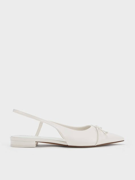 Every Trendy Pair of Flats to Add to Your Wardrobe in 2023 | Who What Wear Charles And Keith Shoes, Bridal Flats, Bridal Heels, A Little Black Dress, Slingback Flats, Faux Leather Heels, Bow Shoes, White Heels, Charles Keith