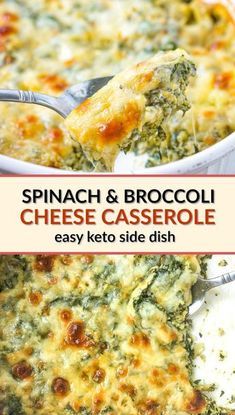 Cheesy Vegetable Casserole, Veggie Casserole Recipes, Broccoli Cheese Casserole Easy, Spinach Side, Casserole Broccoli, Cheesy Vegetable, Keto Spinach, Low Carb Side Dish, Broccoli Spinach