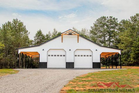 Summertown Metals 40x40 Shop, Party Barn Ideas, Summertown Metals, Outside Shed, Pole Building Garage, Barn Garage Plans, Building Garage, Garage Shop Plans, Outside Sheds