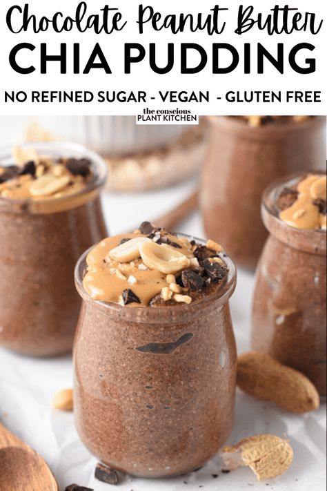 Chocolate Peanut Butter Chia Pudding Chocolate Peanut Butter Chia Pudding, Oat Carrot Cake, Protein Chia Seed Pudding, Peanut Butter Chia Pudding, Pudding Recipes Healthy, Pudding Recept, Chia Pudding Recipes Healthy, Chia Pudding Breakfast, Banana Chia Pudding