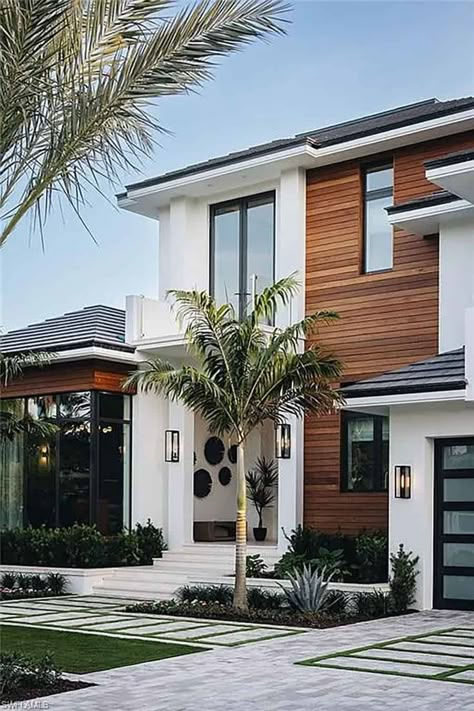 Tour this coastal-inspired modern home with impressive details in Naples Modern Beach Home Exterior, Beach House Exterior Modern, Caribbean House Design, Contemporary Beach House Exterior, Modern Coastal Home Exterior, Modern Beach House Exterior, Florida Homes Exterior, Coastal House Exterior, Coastal Home Exterior