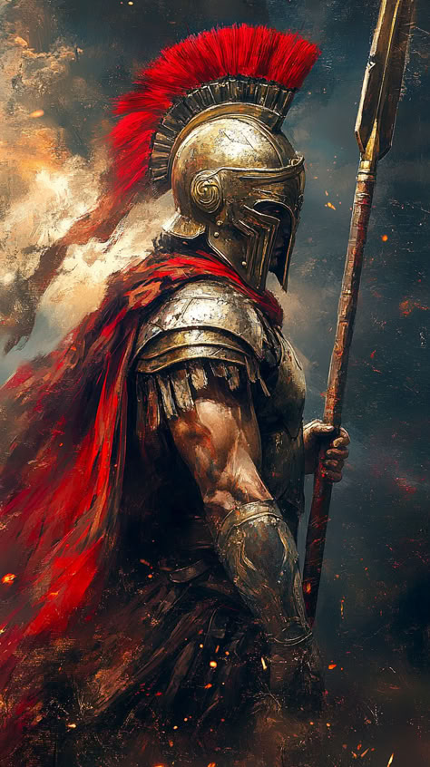 Sparta Warrior, Greek Soldier, Spartan Tattoo, Warrior Concept Art, Roman Warriors, Fate Characters, Warriors Wallpaper, Greek Warrior, Android Wallpaper Art