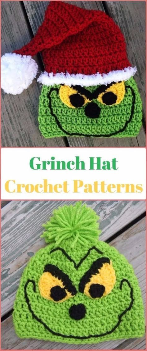 Crochet Grinch Hat Pattern Free, Crochet Christmas Hat, Grinch Hat, Grinch Crochet, Beanies Crochet, Character Crochet, Crochet Christmas Hats, Pocket Prayer, Crochet Kids Hats