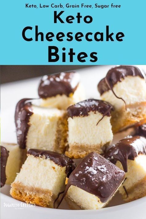 Healthy keto cheesecake bites with chocolate. Super easy to make these mini gluten free, low carb bites Keto Cheesecake Bites, Dolce Poche Calorie, Craving Sweets, Postre Keto, Keto Treats, Guilt Free Snacks, Low Carb Cheesecake, Keto Friendly Desserts, Keto Fat