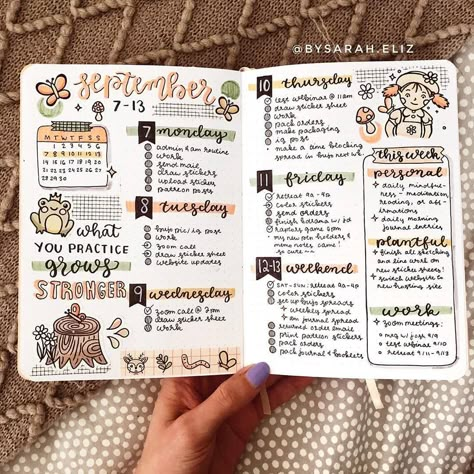 September Weekly Spread, Bujo Monthly Spread, Bullet Journal Contents, Bullet Journal Ideas Templates, Bullet Journal Design, Journal Design Ideas, Bullet Journal Paper, Bullet Journal Weekly Spread, Bullet Planner