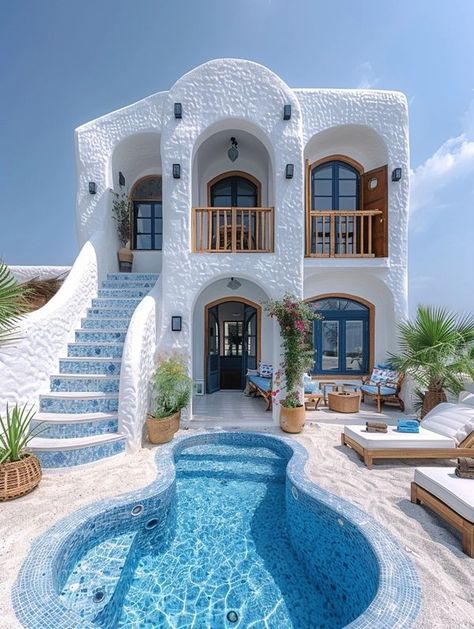 Modern Greek House, Sky Deck, Greece House, Santorini Villas, Villa Resort, Retirement Living, Greek House, Dream Apartment Decor, Art Studio At Home