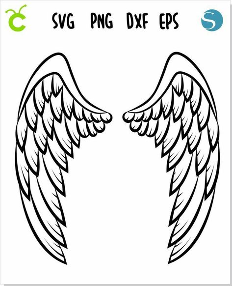 Angel Wings Template, Cricut Angel Wings, Cricut Angel, Angel Wing Silhouette, Wings Template, Winged Stencil, Png Angel, Angel Wings Png, Angel Svg