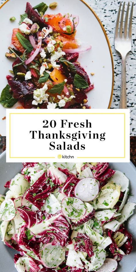 20 Fresh and Vibrant Salads for Thanksgiving Fresh Thanksgiving Salads, Thanksgiving Salad Recipes Nut Free, Thanksgiving Salad Nut Free, Nontraditional Thanksgiving Recipes, Thanksgiving Sides Salads, Thanksgiving Root Vegetable Recipes, Root Veggie Recipes, Brussel Sprout Salad Thanksgiving, Vegan Thanksgiving Salad