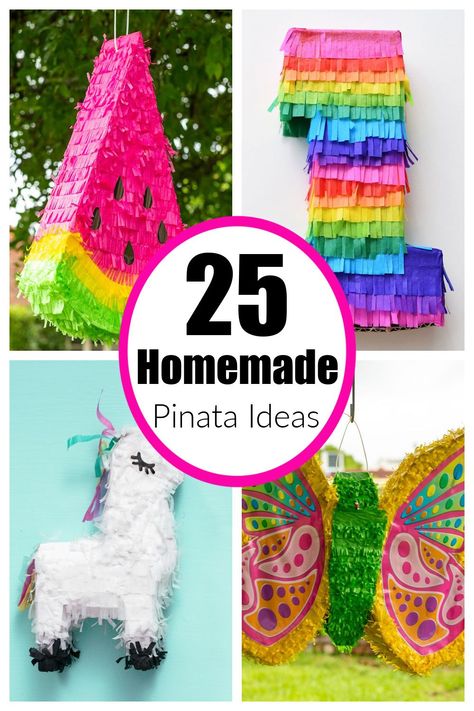 Watermelon, unicorn, and butterfly pinata. Homemade Pinata How To Make, How To Make Pinatas, Making A Pinata Diy, Homemade Pinata Ideas Diy, Piñata Diy Easy, Home Made Pinata, Making Pinatas Diy, Piñata Crafts For Kids, Easy Piñata Ideas