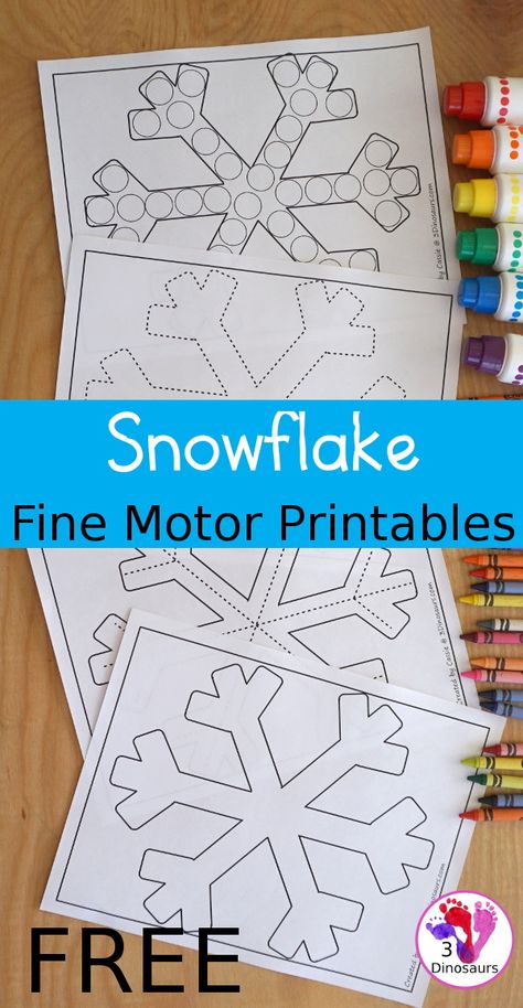 Free Snowflake Fine Motor Printables | 3 Dinosaurs Snow And Ice Theme Preschool Winter Craft, Snow And Ice Theme Preschool, Snowflake Loose Parts, Build A Snowflake, Winter Special Education Activities, January Craft Preschool, January Craft For Kindergarten, Ten Sparkly Snowflakes Activities, Winter Center Ideas Preschool