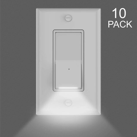 10Pack Child Safe Home Wall Decor Light Switch with LED Night Lights,Electrical Switch with Guidelight,Single Pole,3 Wire,120VAC,15A,On/Off Decorator Rocker Paddle Interrupter,Dayligh White LED Led Night Lights, Wall Decor Lights, Personal Care Items, Room Posters, Led Night Light, Night Lights, Decor Lighting, Kids Safe, Light Switch