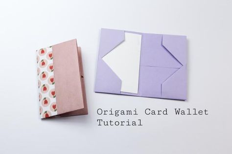 Learn how to make a simple origami wallet to keep business cards or credit cards in! These are easy to follow step by step instructions! Diy Origami Wallet, Card Wallet Tutorial, Origami Letter, Origami Box Tutorial, Diy Trinkets, Origami Card, Origami Wallet, Box Origami, Envelope Tutorial