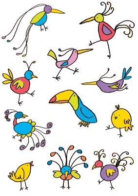 Quirky Birds Art, Funky Bird Art, Bird Doodles Simple, Wonky Birds, Funky Birds, Doodle Birds, Bird Doodle, Quirky Birds, Draw Birds