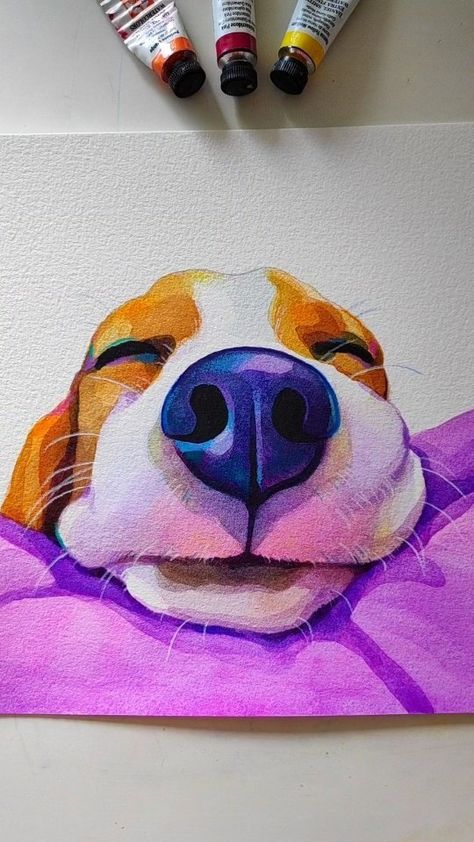 Sam Coleman | Some snippets of this golden boy 🎨 . . . #artreels #handmadepainting #watercolorpainting #watercolordog #irishartist #petportraits… | Instagram Dog Made Art, Cool Colours Painting Ideas, Abstract Dog Drawing, Acrylic Colour Drawing, Dog Abstract Painting, How To Draw Cute Dog, How To Paint A Dog, Cute Dog Painting, Things To Draw Animals