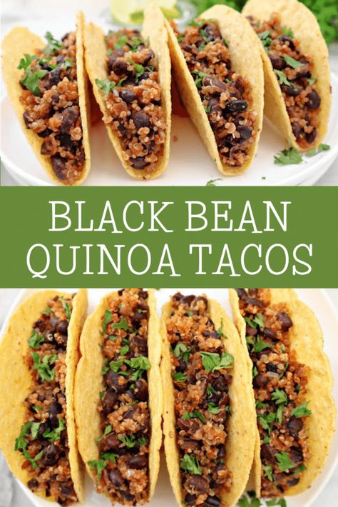 Black Beans And Quinoa, Taco Night Recipes, Taco Spices, Beans And Quinoa, Quinoa Tacos, Easy Skillet Dinner, Bean Quinoa, Easy Vegan Dinner Recipes, Taco Toppings