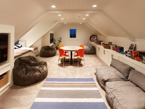 Cool Attic Rooms, Attic Family Room, Attic Game Room, Bonus Room Above Garage, Small Attic Room, Bonus Room Design, Room Above Garage, Bonus Room Ideas, Hangout Room