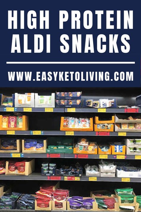 High Protein ALDI Snacks List – Best Quick low carb keto friendly snacks and high-protein food finds at budget ALDI supermarkets. High Protein Low Calorie Snacks Store Bought, Aldi Snacks, Calorie List, Low Cal Keto, High Protein Low Fat Snacks, Budget Lunch Ideas, High Protein Low Calorie Snacks, Protein Snacks Low Carb, Lean Snacks