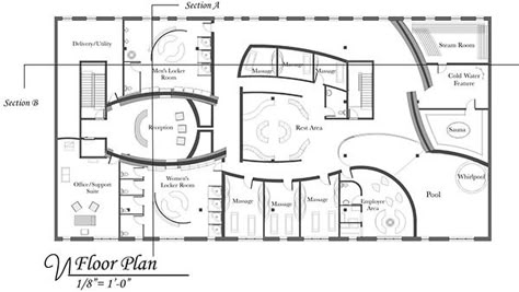 Designed a wellness spa located on Newbury Street, Boston. As a person goes through the spaces the materialistic outside world is shed as they travel to complete relaxation. Luxury Spa Layout Plan, Day Spa Floor Plan, Spa Center Plan, Spa Plan Architecture Spas, Spa Layout Design Floor Plans, Spa Plan, Spa Design Interior, Spa Architecture, Luxury Spa Design